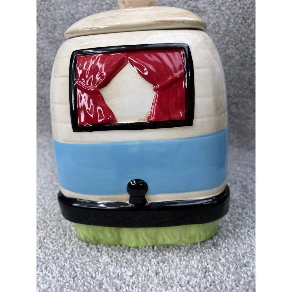 Creative Co-op Happy Camper Cookie Jar Kellie Montana Ceramic Camper R V Kitchen